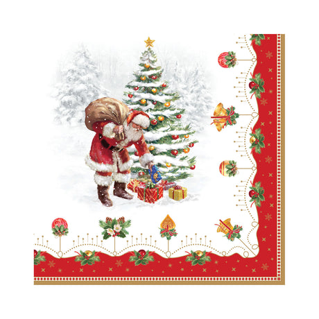 Set 20 tovaglioli carta Easy Life Nostalgic Christmas decoro Babbo Natale