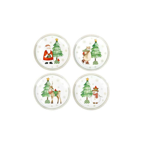 Set 4 piattini pane Racconti Brandani in porcellana decori natalizi 15 cm
