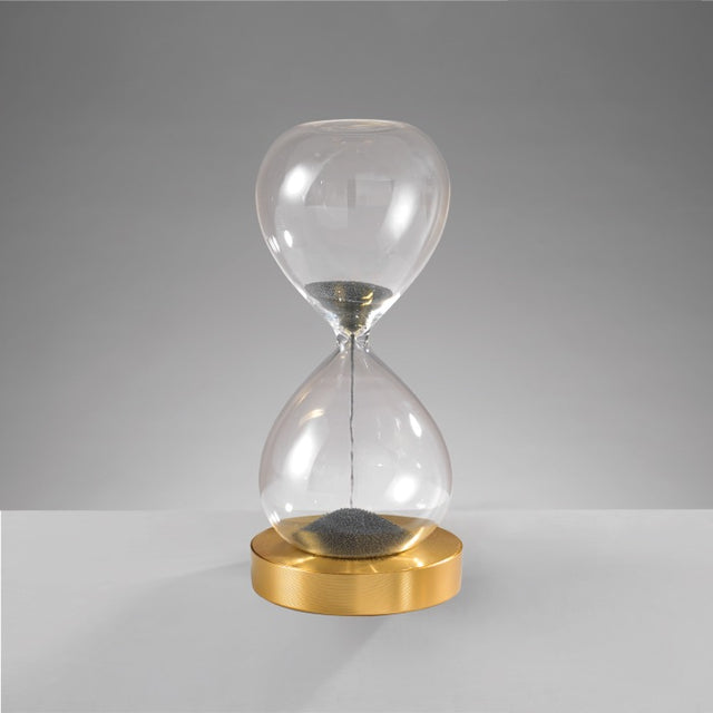 Clessidra magnetica Mascagni Casa in vetro con base oro 16 cm
