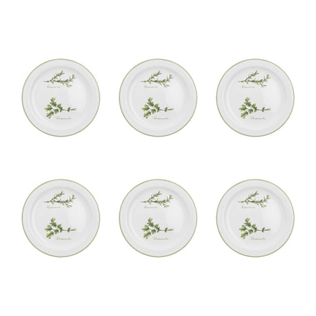 Set 6 piatti frutta Coltivia La Porcellana Bianca decoro erbe 20 cm