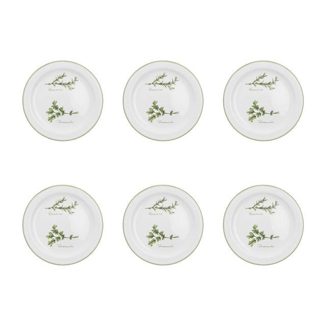 Set 6 piatti frutta Coltivia La Porcellana Bianca decoro erbe 20 cm