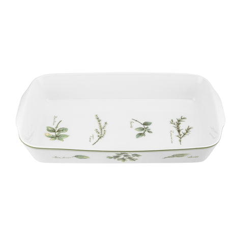 Teglia rettangolare La Porcellana Bianca in porcellana con erbe 39x23 cm