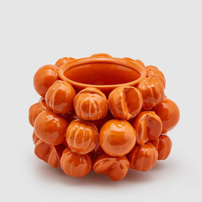 Vaso Chakra EDG in ceramica con decoro mandarini arancio 19x28 cm