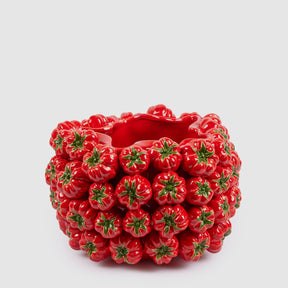 Vaso Chakra Pomodoro EDG in ceramica rossa lucida 24,5x36,5 cm