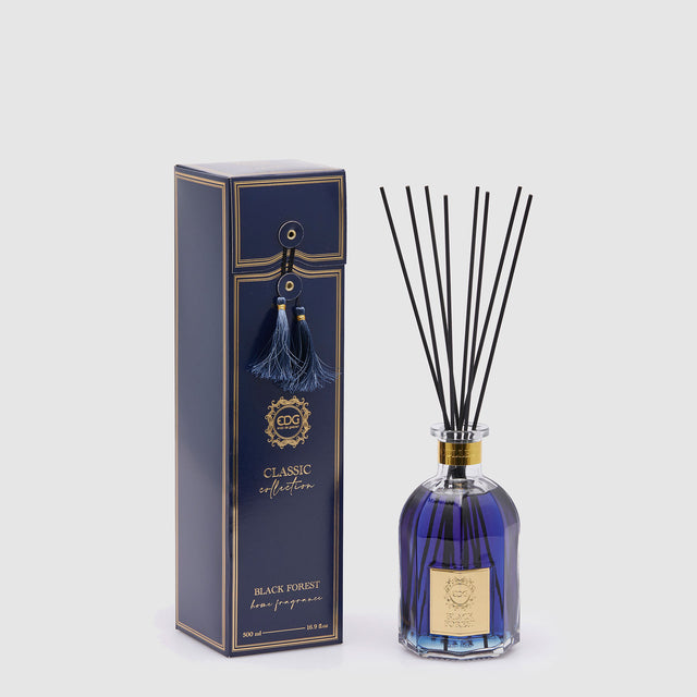 Diffusore a bastoncini EDG in vetro trasparente con liquido blu 500 ml