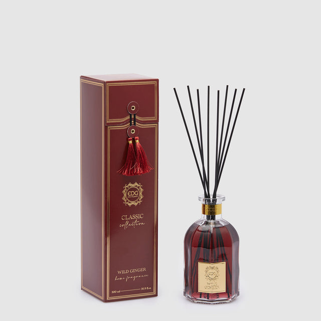 Diffusore a bastoncini EDG in vetro con liquido rosso 500 ml