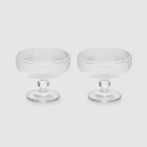Set 2 ciotole EDG in vetro lavorato a righe 10x12 cm per dessert