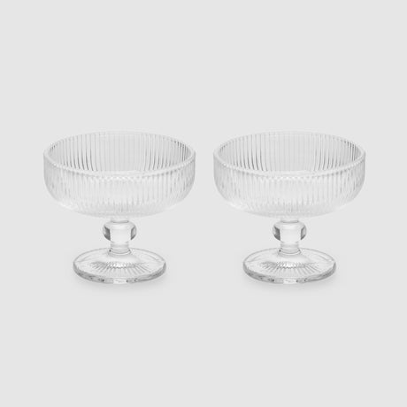 Set 2 ciotole EDG in vetro lavorato a righe 10x12 cm per dessert