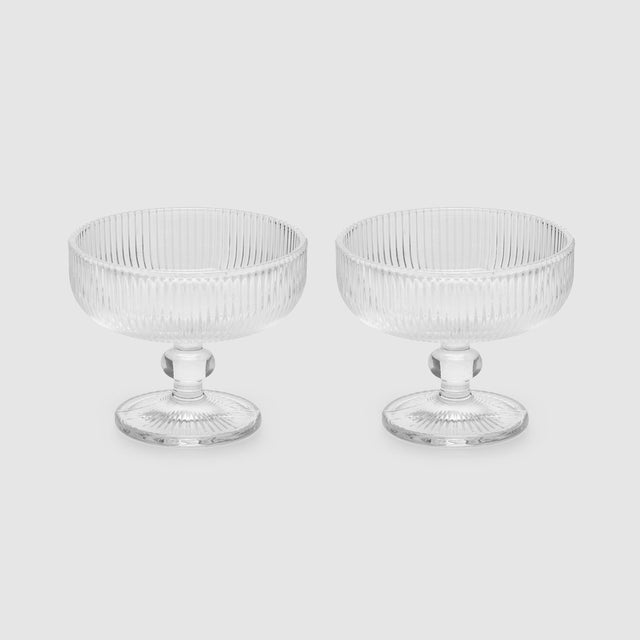 Set 2 ciotole EDG in vetro lavorato a righe 10x12 cm per dessert