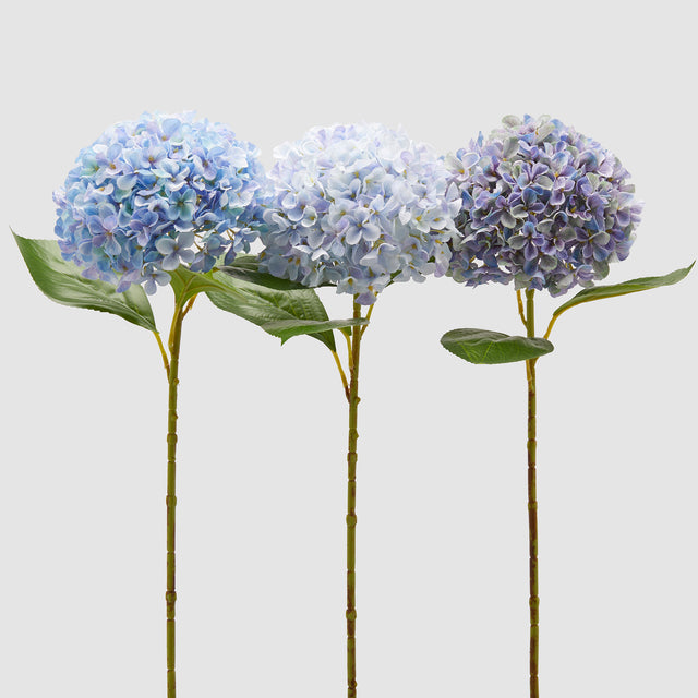 Set 3 ortensie artificiali EDG in tessuto azzurro altezza 65 cm