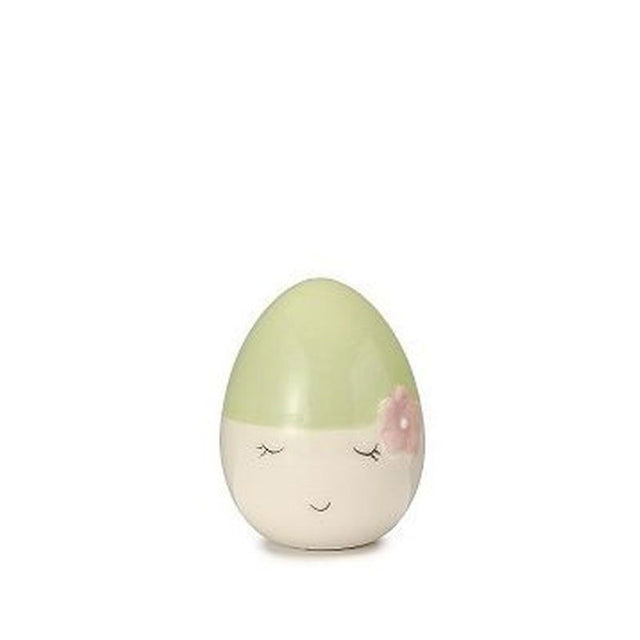 Uovo decorativo Palais Royal in ceramica verde con decoro floreale 9 cm