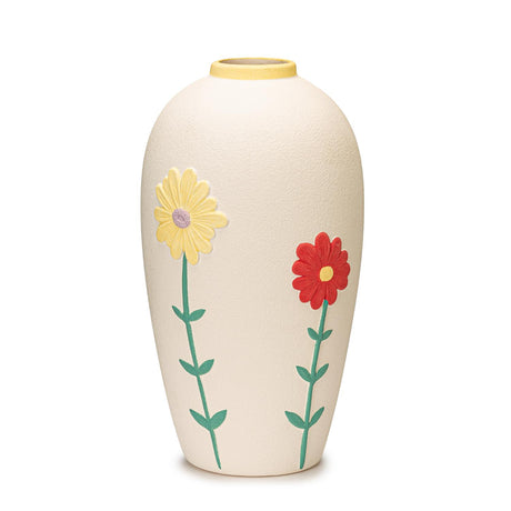 Vaso decorativo Palais Royal in ceramica avorio con dettagli gialli 27 cm
