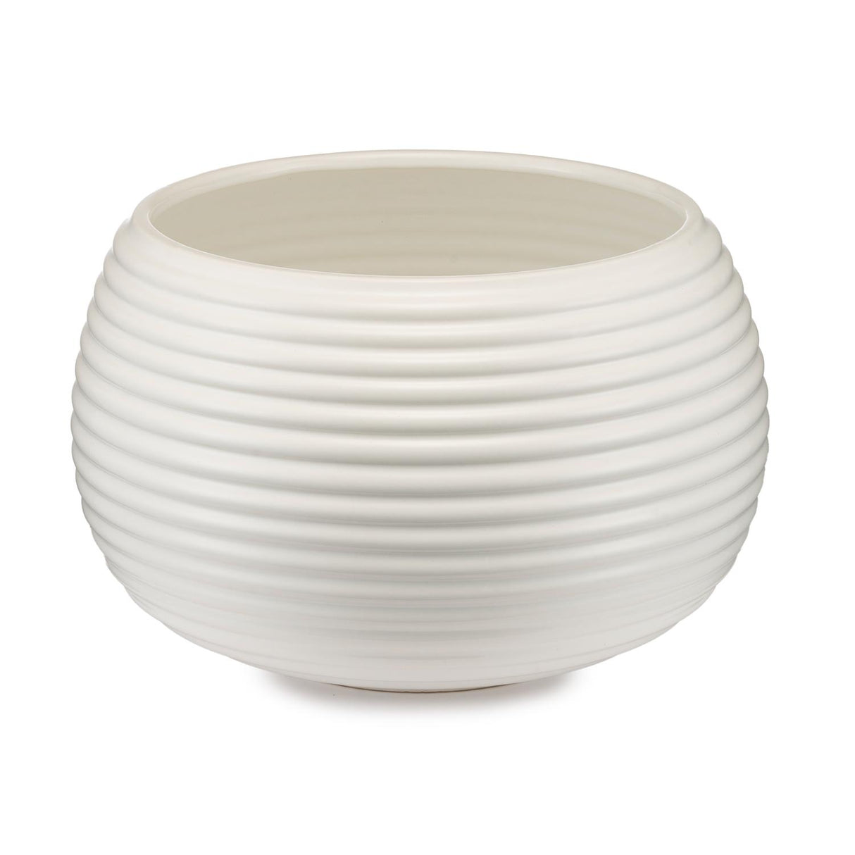 Vaso porta piante Palais Royal in ceramica bianca con righe in rilievo 35x22 cm