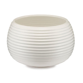 Vaso porta piante Palais Royal in ceramica bianca con righe in rilievo 35x22 cm