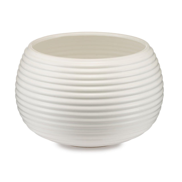 Vaso porta piante Palais Royal in ceramica bianca con righe in rilievo 35x22 cm