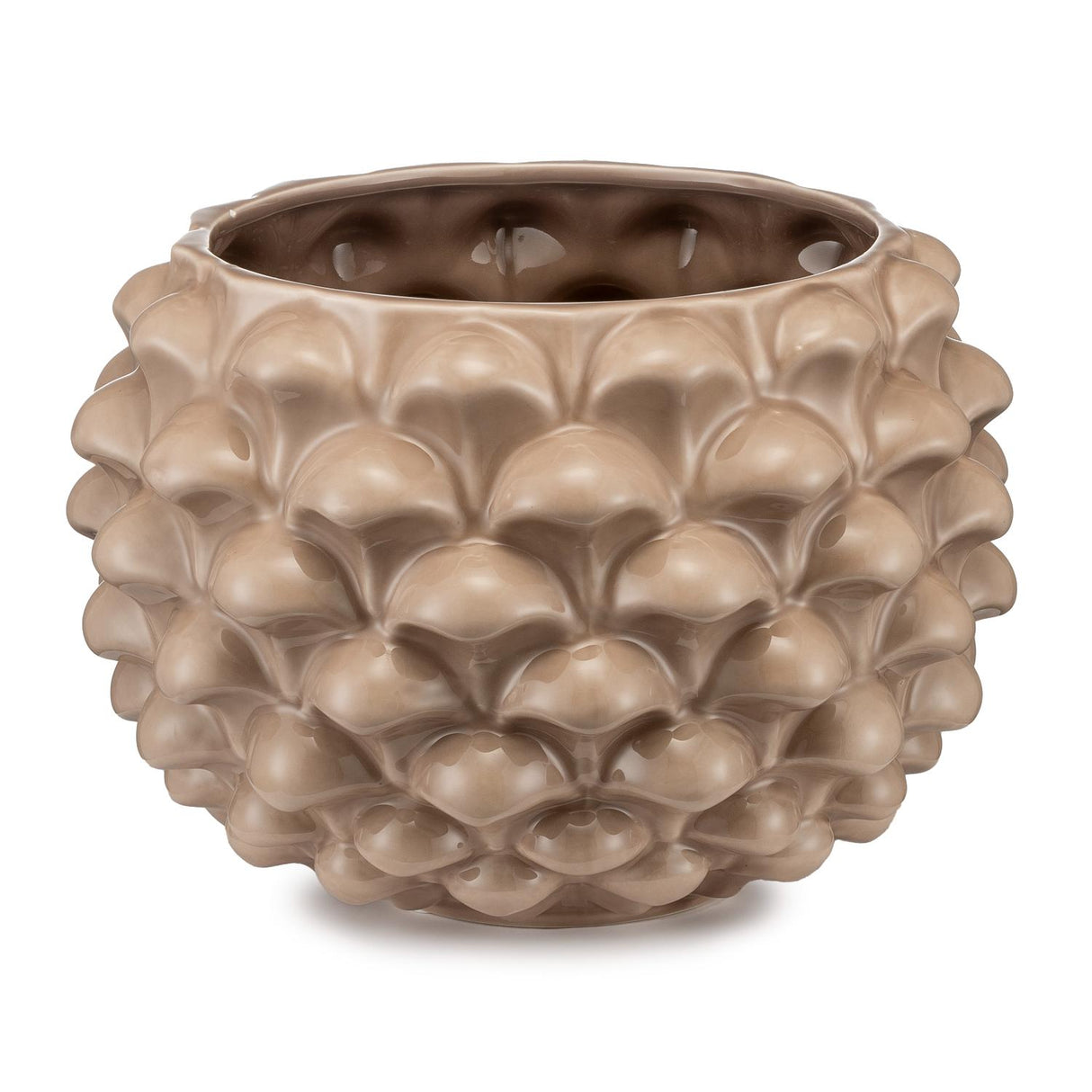 Vaso mezza pigna Palais Royal in ceramica color tortora 35x24 cm