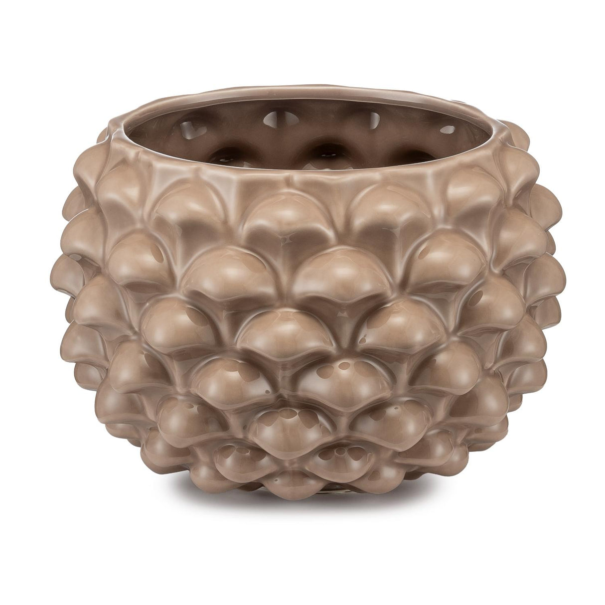 Vaso mezza pigna Palais Royal in ceramica color tortora 30x21 cm