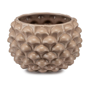 Vaso mezza pigna Palais Royal in ceramica color tortora 30x21 cm