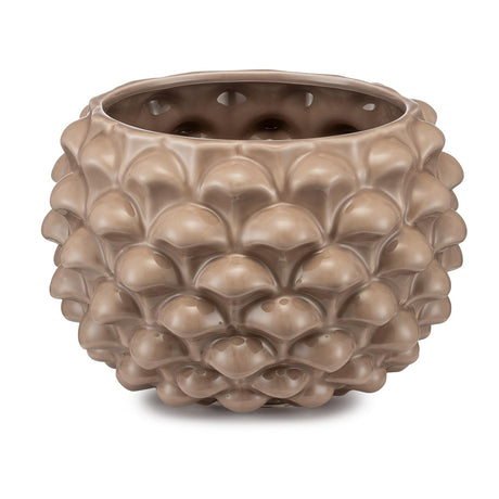 Vaso mezza pigna Palais Royal in ceramica color tortora 30x21 cm