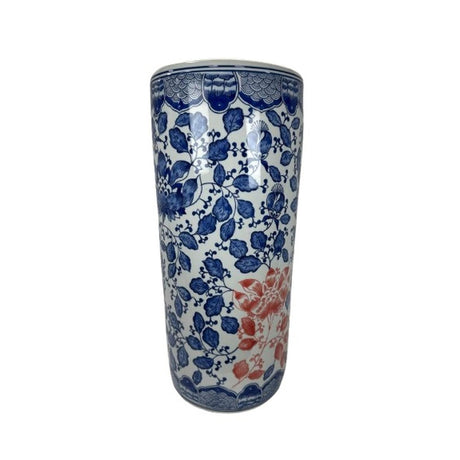 Portaombrelli Ming Palais Royal in ceramica bianca con decori blu 45x21 cm