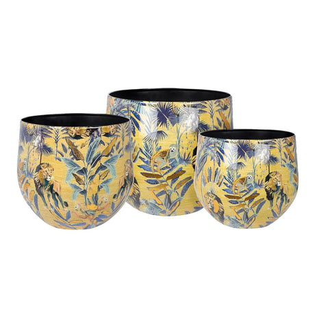 Vaso Safari Palais Royal in metallo color miele con decori foglia oro 30 cm