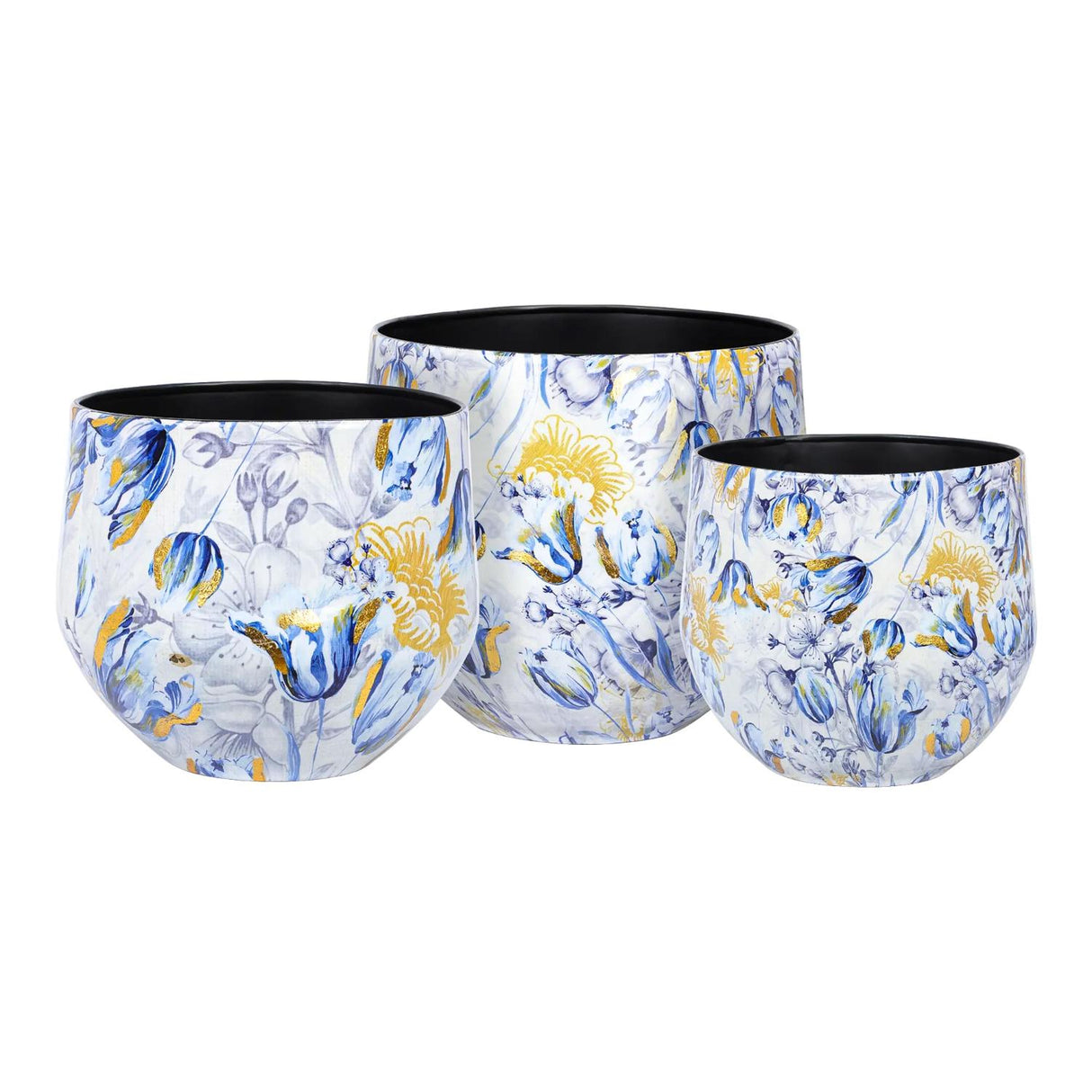 Vaso Iris Palais Royal in metallo bianco con decori oro 30x30 cm