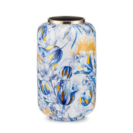 Vaso Iris Palais Royal in metallo bianco con decori oro 21x35 cm