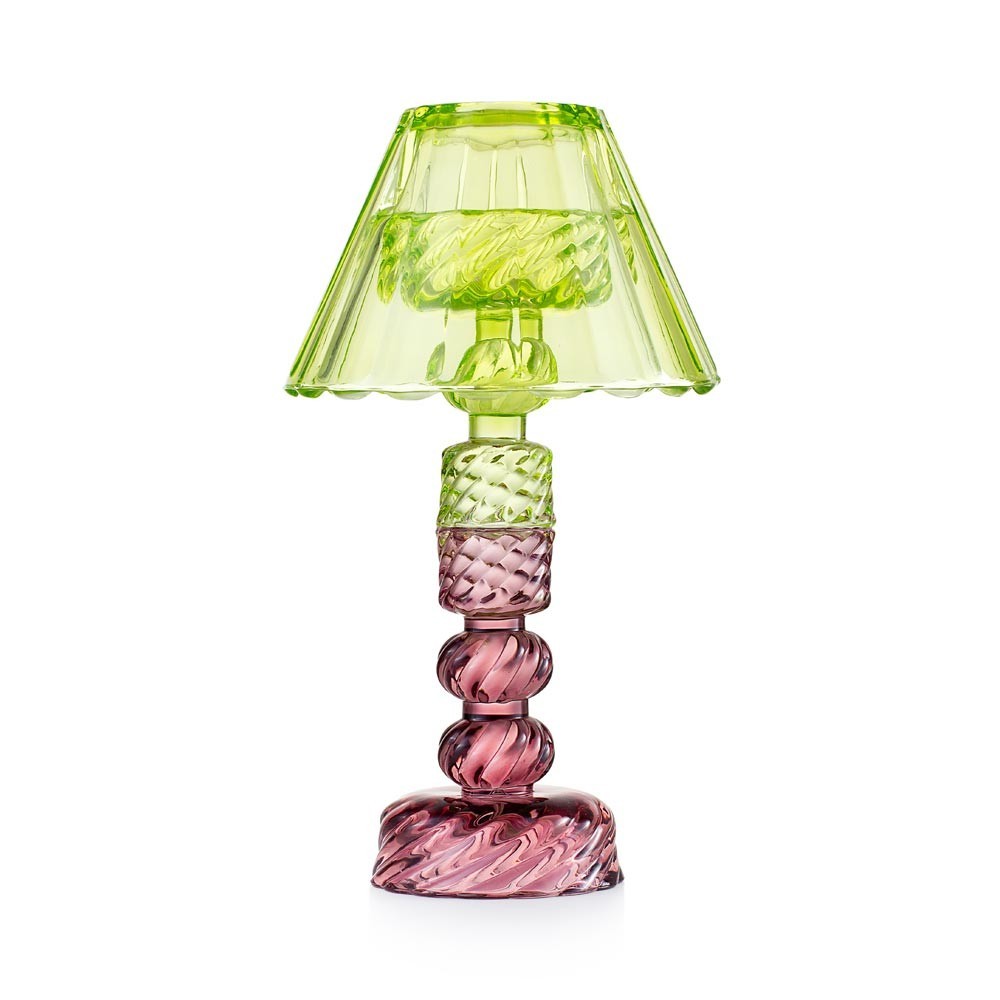 Candeliere con paralume Emò Italia in vetro lilla e verde 24 cm