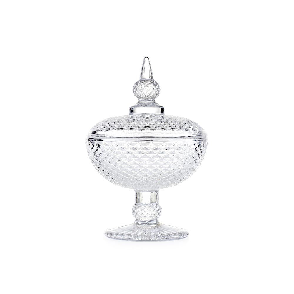 Scatola portabonbon Emò Italia in vetro trasparente con alzata 10x15 cm