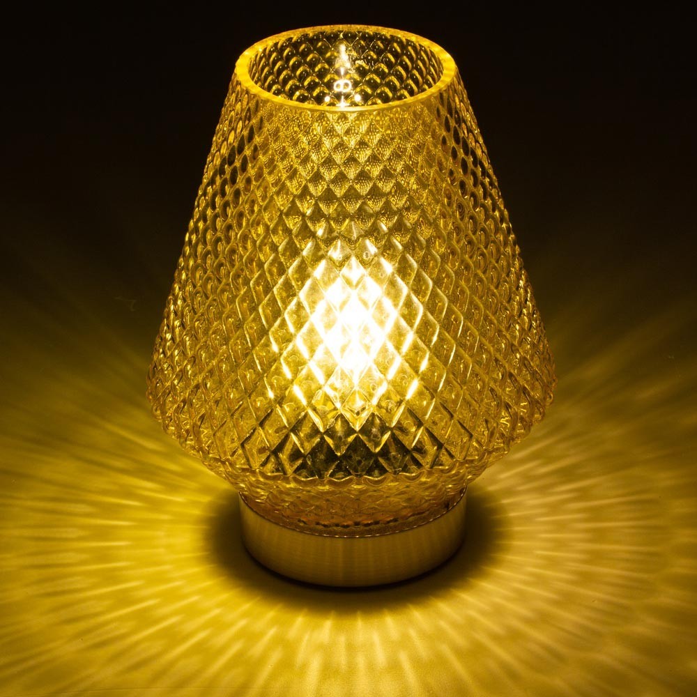 EMÒ ITALIA Marrakesh Lanterna Lampada da Tavolo 17cm Giallo Vetro