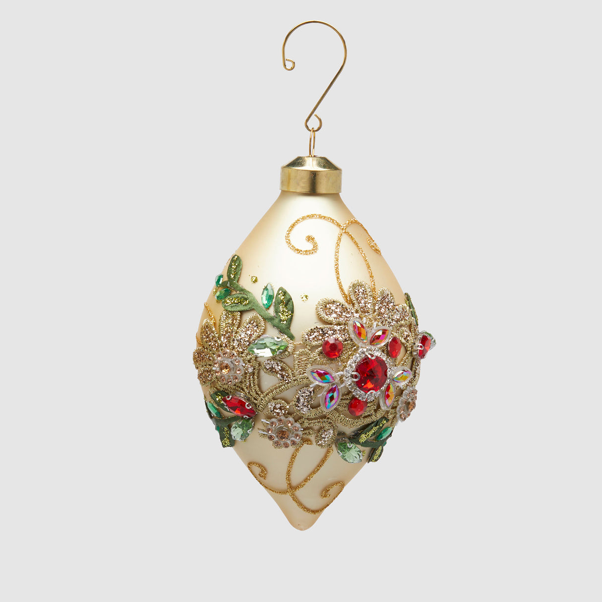 Pendaglio Flower EDG in vetro oro con decori floreali 13 cm