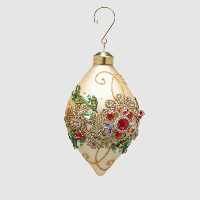Pendaglio Flower EDG in vetro oro con decori floreali 13 cm