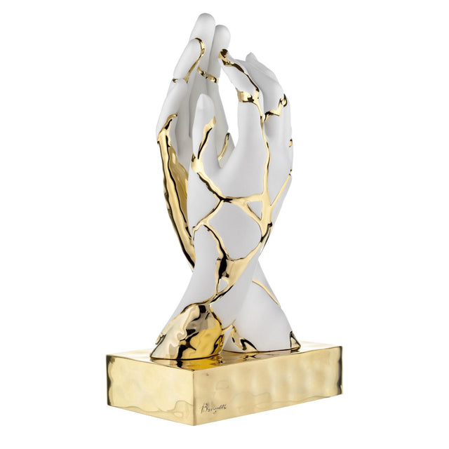 Scultura cavallo stilizzato Bongelli Preziosi in marmorino nero e oro 24 cm