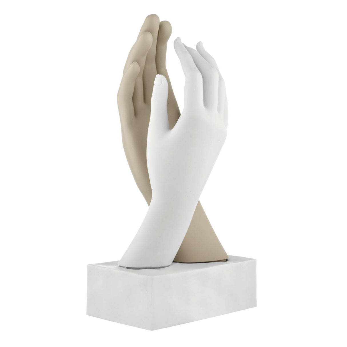 Scultura Mani Crepate Bongelli Preziosi in marmorino bianco e oro 22 cm