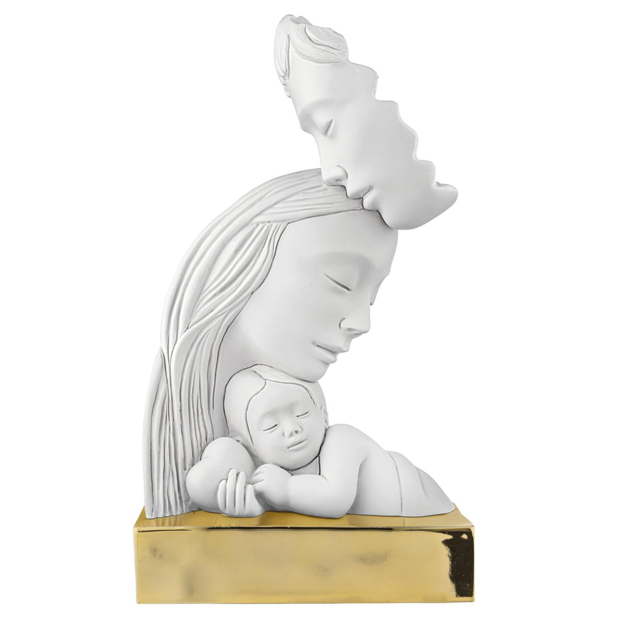 Scultura Bacio Bongelli Preziosi in marmorino con base oro 38 cm