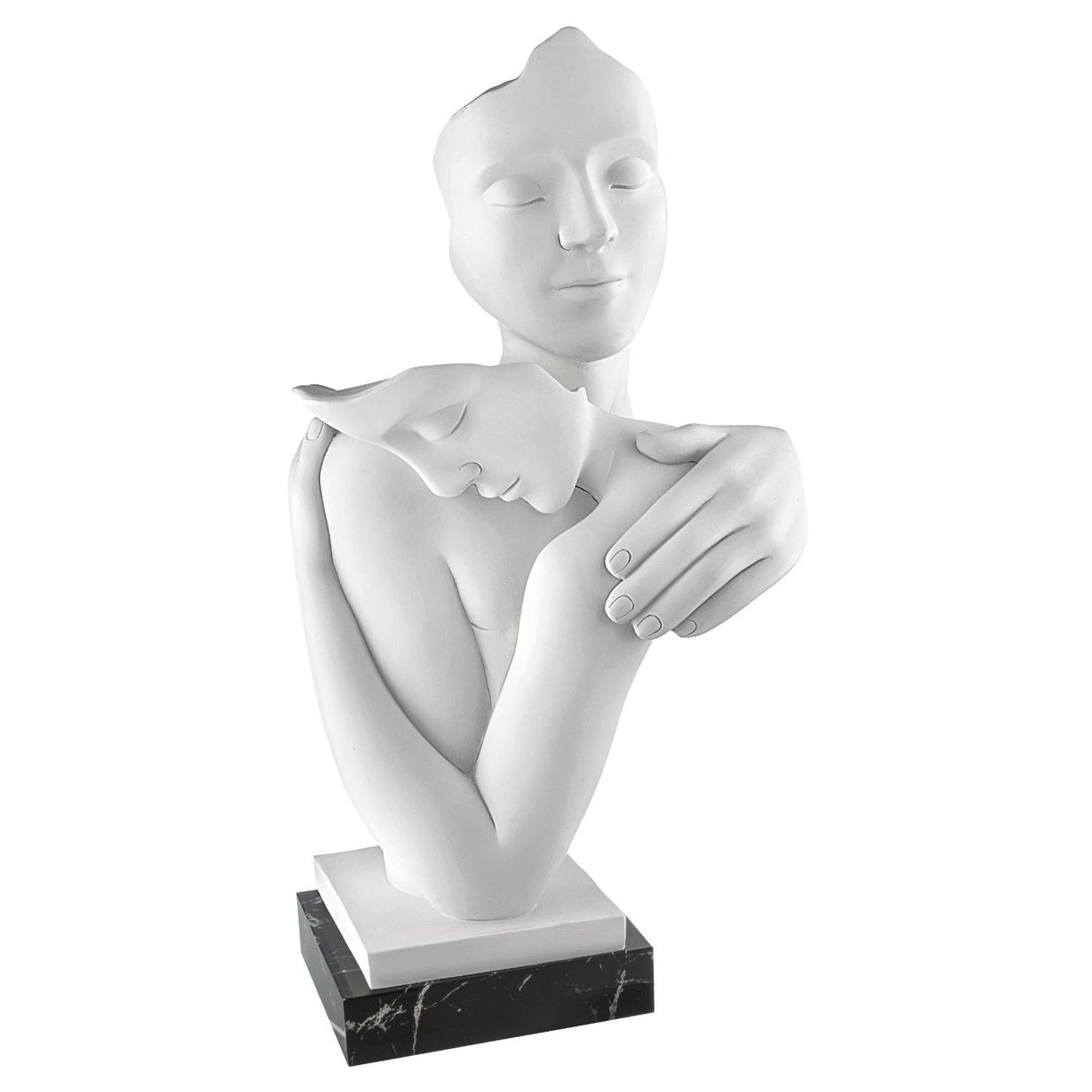 Scultura Abbraccio Bongelli Preziosi in marmorino con base oro 29 cm