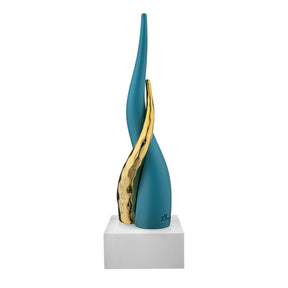 Corno intrecciato Bongelli Preziosi in marmorino bianco e oro 20 cm