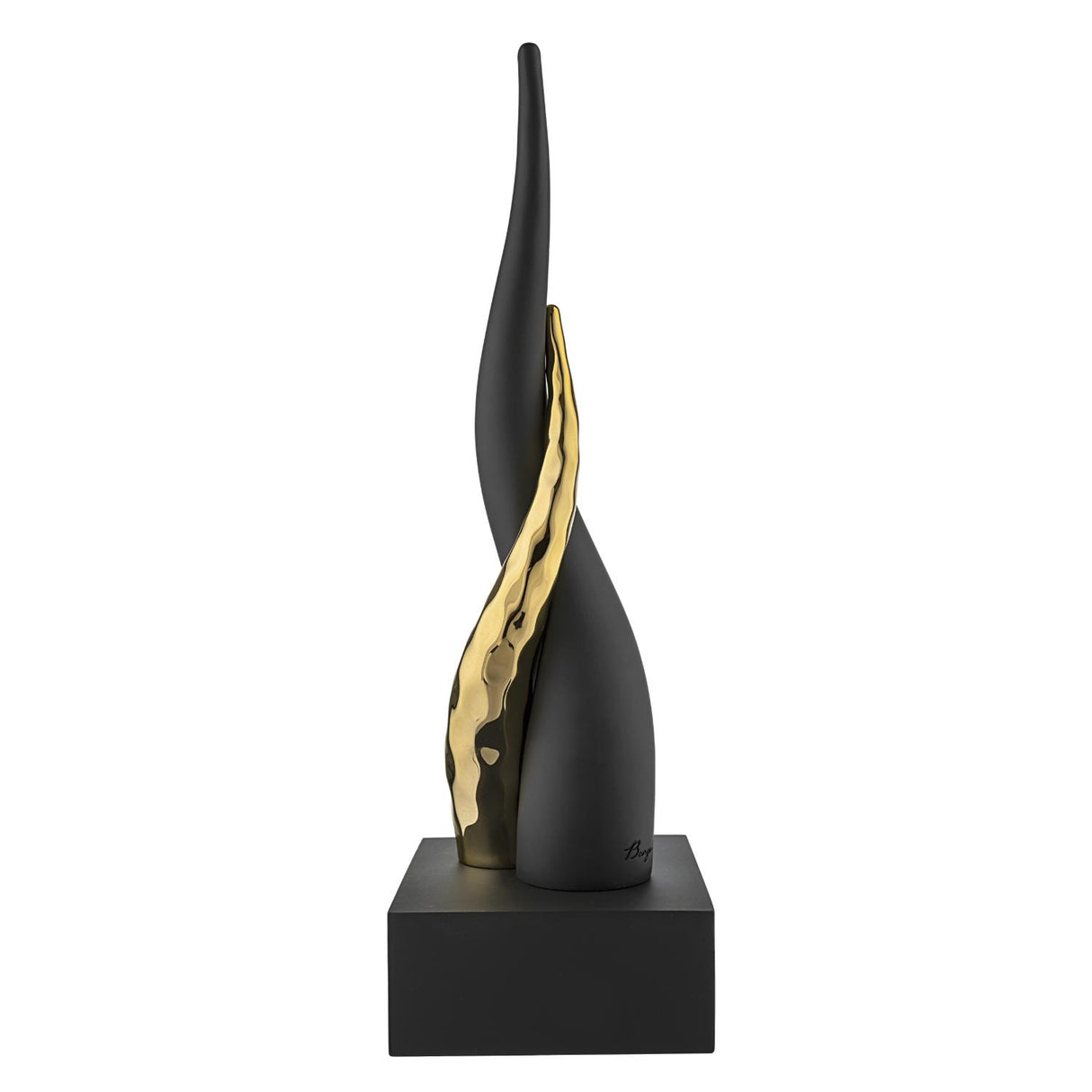 Corno intrecciato Bongelli Preziosi in marmorino nero argento 20 cm