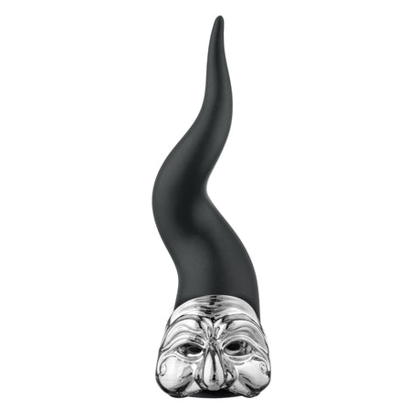Corno Pulcinella Bongelli Preziosi in marmorino nero e oro 21 cm
