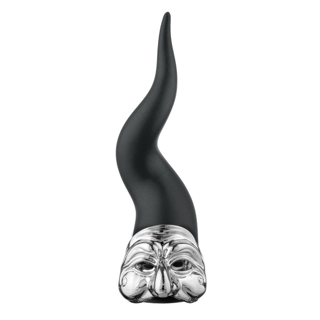 Corno Pulcinella Bongelli Preziosi in marmorino nero e oro 21 cm