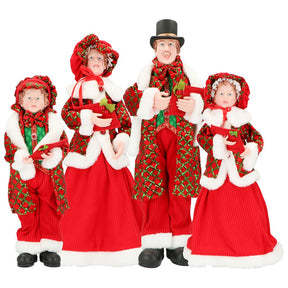 Statuine cantori di Natale Timstor in tessuto e resina rosso 27 cm
