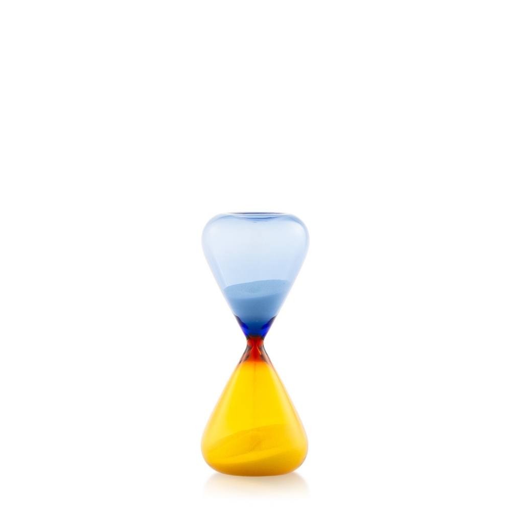 Clessidra Momentum Emò Italia in vetro bicolore ocra e blu 7x17 cm