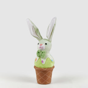 Peluche coniglio con gelato EDG decorazione pasquale verde 29x9 cm