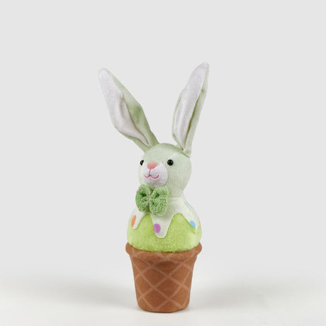 Peluche coniglio con gelato EDG decorazione pasquale verde 29x9 cm