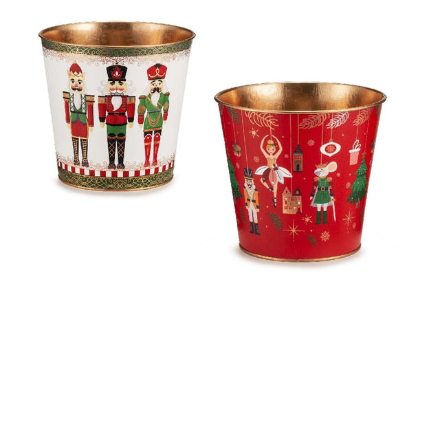 Set vasi portapiante Palais Royal in metallo decoro Schiaccianoci 15-17 cm