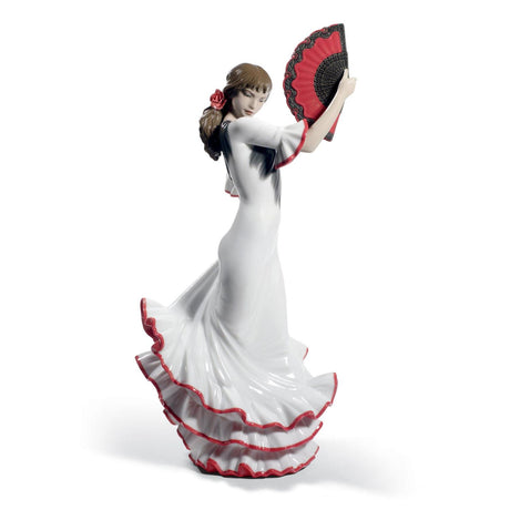 Statuina ballerina di Flamenco Lladrò in porcellana decorata 38x17 cm