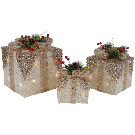 Lanterna natalizia Timstor a pacco regalo in resina con LED 20x20x25 cm