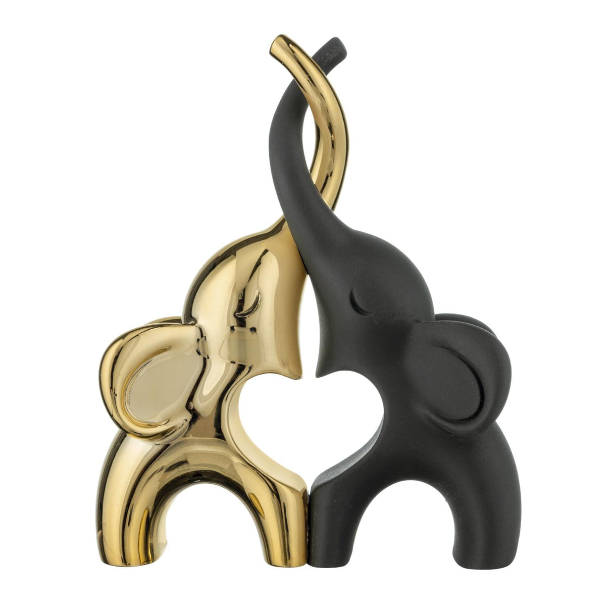 Coppia elefantini Bongelli Preziosi in marmorino nero e oro 13x10 cm