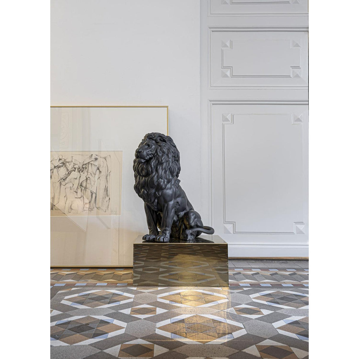 LLADRO' Scultura Leone Maestoso 43x25cm Porcellana