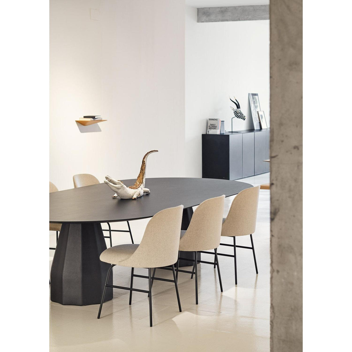 LLADRO' Scultura Coccodrillo Bianco Rame 39x68cm Porcellana